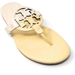 Tory Burch Women’s Miller Color Block Sweat Corn Yellow Leather Sandals Size 8